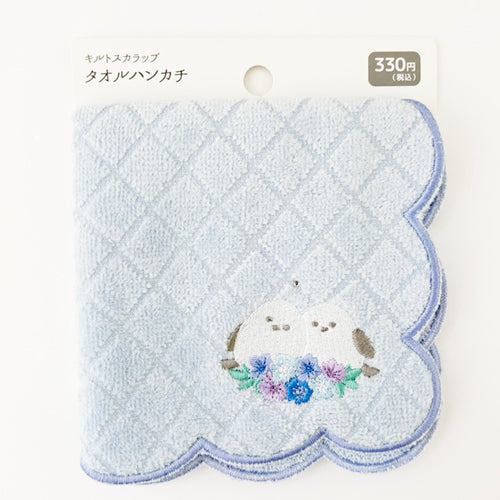 Shimaenaga with Hydrangeas Scalloped Towel Handkerchief