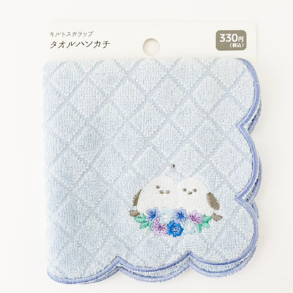 Shimaenaga with Hydrangeas Scalloped Towel Handkerchief