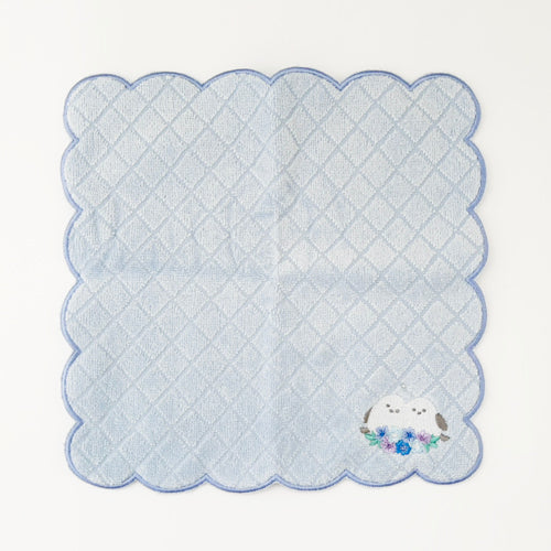 Shimaenaga with Hydrangeas Scalloped Towel Handkerchief