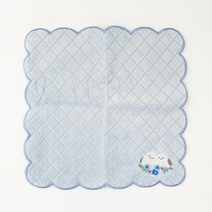 Shimaenaga with Hydrangeas Scalloped Towel Handkerchief