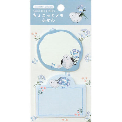 Shimaenaga Blue "Sous les Fleurs" Die Cut Sticky Notes - LABCLIP