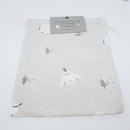 Shimaenaga Small Cotton Drawstring Pouch - Grey