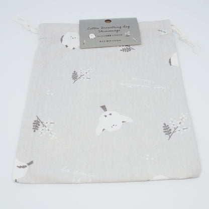 Shimaenaga Small Cotton Drawstring Pouch - Grey