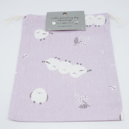 Shimaenaga Small Cotton Drawstring Pouch - Lavender