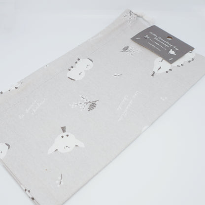 Shimaenaga Large Cotton Drawstring Pouch - Grey