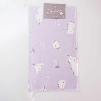 Shimaenaga Large Cotton Drawstring Pouch - Lavender