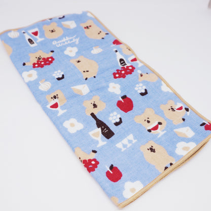 Quokka Wallaby and Wine Handkerchief Towel