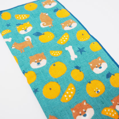 Shiba Inu Mandarin Orange Handkerchief Towel