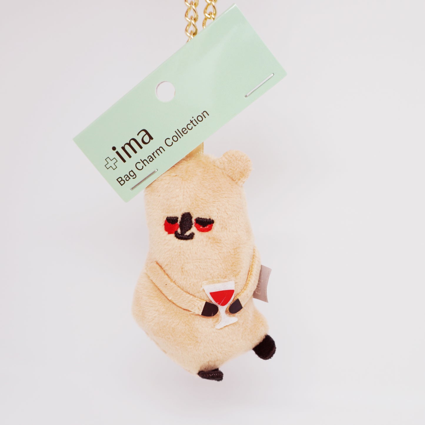 Quokka Wallaby Enjoying Wine Plush Bag Charm Keychain