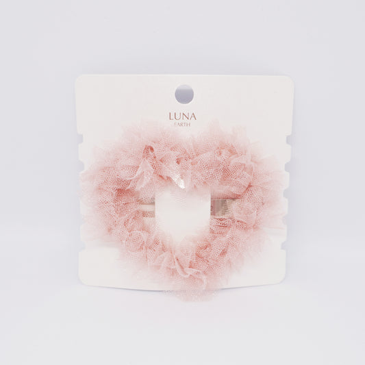 Heart Shape Tulle Ruffle Hair Clip