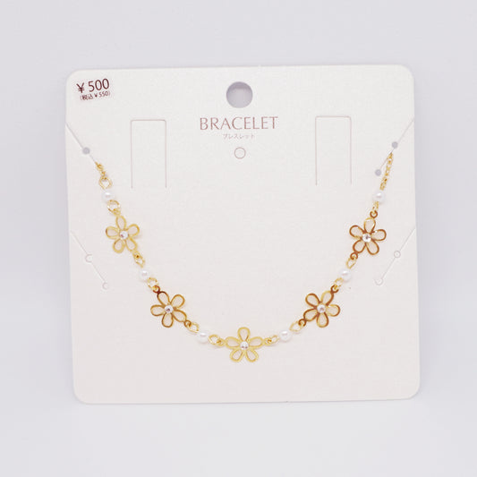 Gold Daisy & Pearl Silver Bracelet