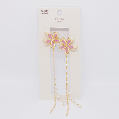 桜×パールチェーン セット ミニヘアクリップ