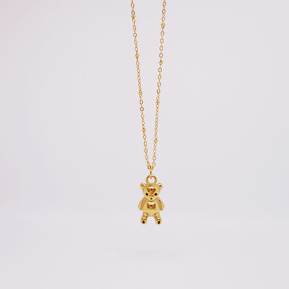 Gold Bear Weighted Pendant Necklace