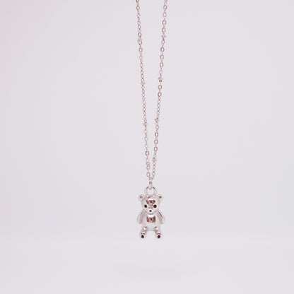 Silver Bear Weighted Pendant Necklace