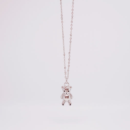 Silver Bear Weighted Pendant Necklace