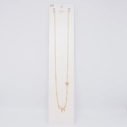 Bow Long Necklace in Gold