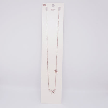 Bow Long Necklace in Silver