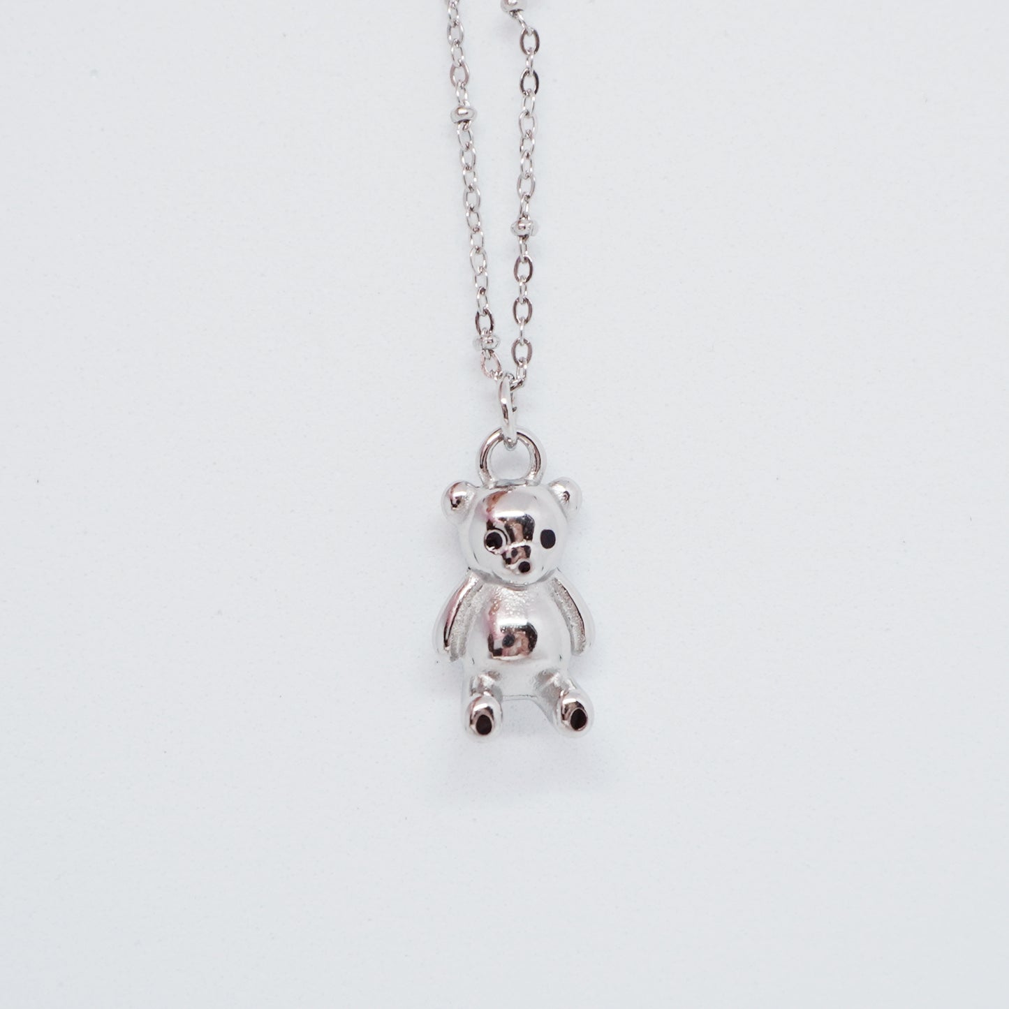 Silver Bear Weighted Pendant Necklace