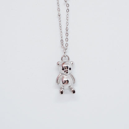 Silver Bear Weighted Pendant Necklace