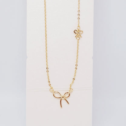 Bow Long Necklace in Gold