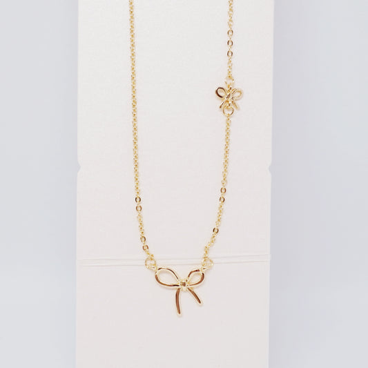 Bow Long Necklace in Gold