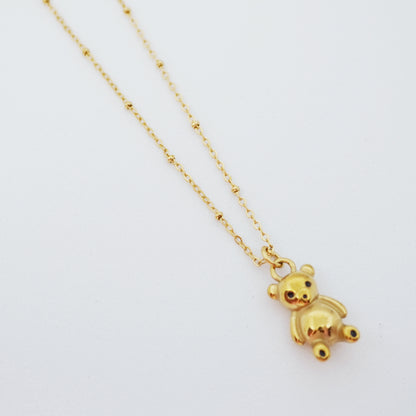 Gold Bear Weighted Pendant Necklace