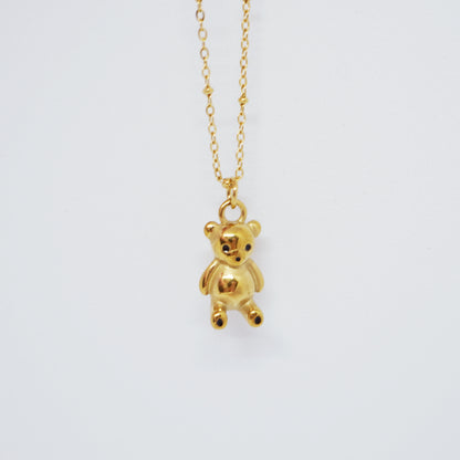 Gold Bear Weighted Pendant Necklace