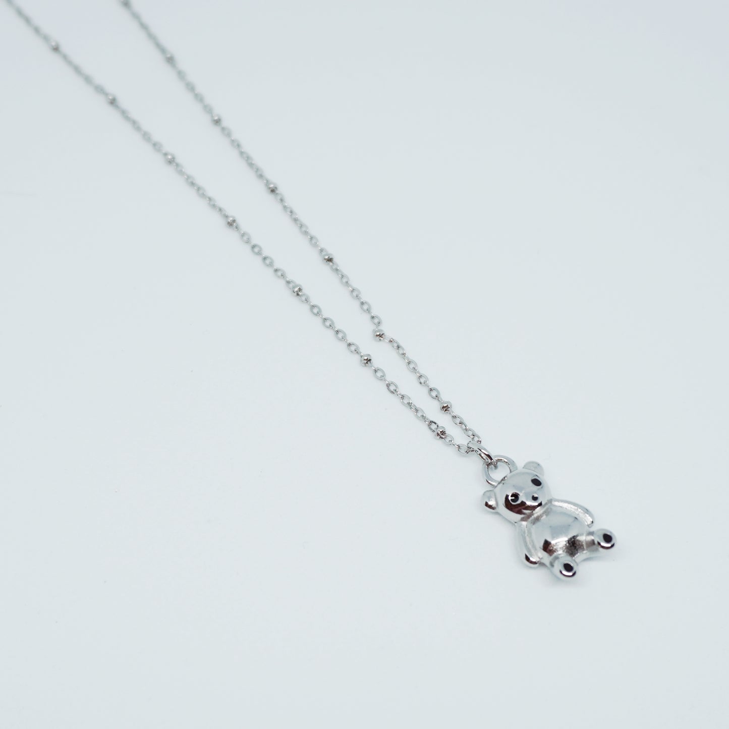 Silver Bear Weighted Pendant Necklace