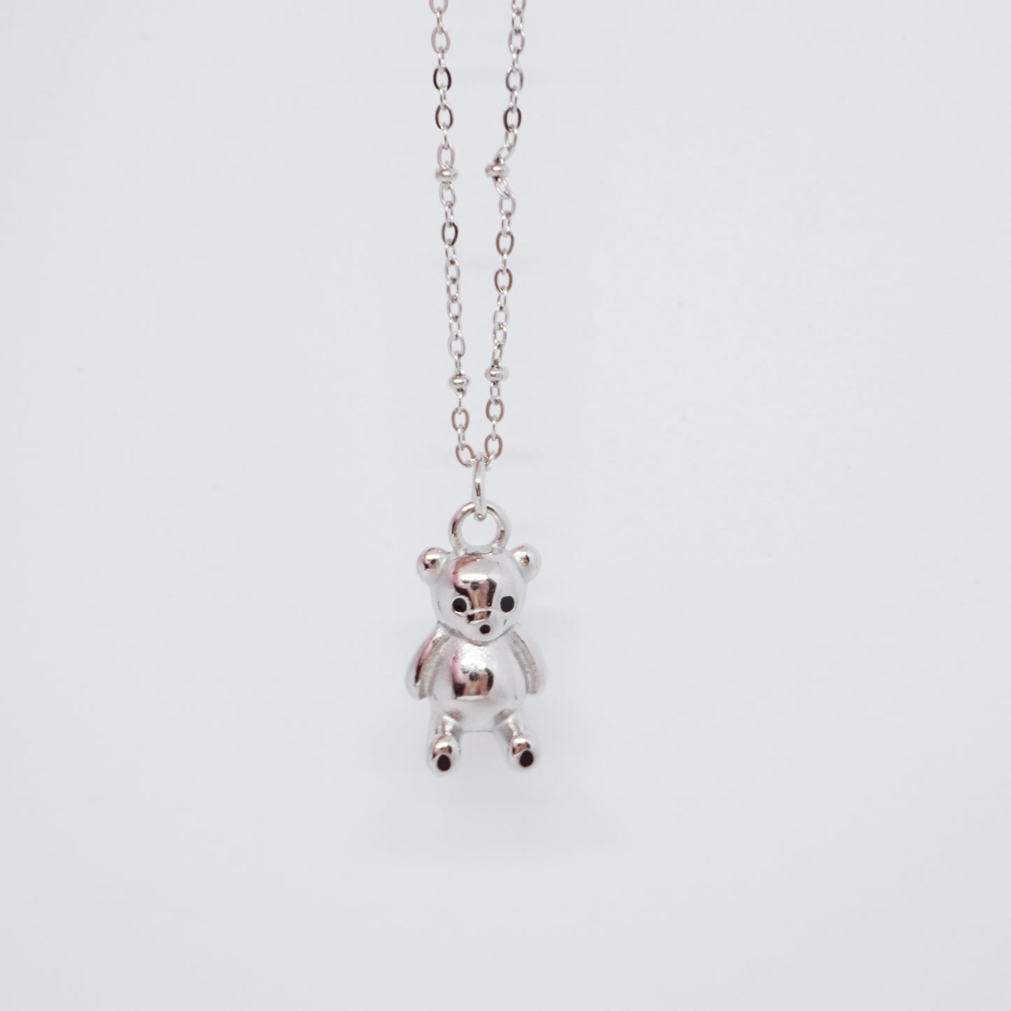 Silver Bear Weighted Pendant Necklace