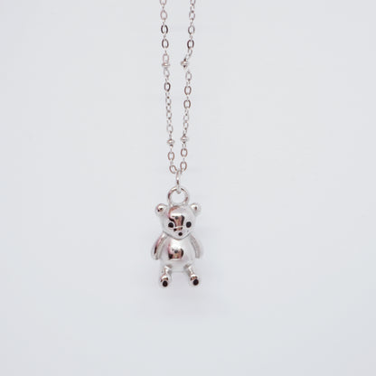 Silver Bear Weighted Pendant Necklace