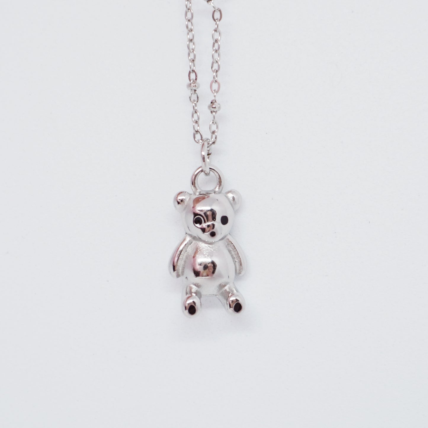Silver Bear Weighted Pendant Necklace