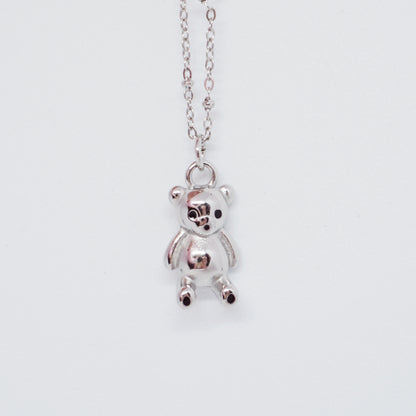Silver Bear Weighted Pendant Necklace