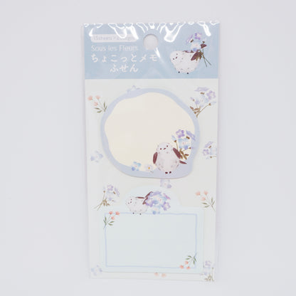 Shimaenaga Blue "Sous les Fleurs" Die Cut Sticky Notes - LABCLIP