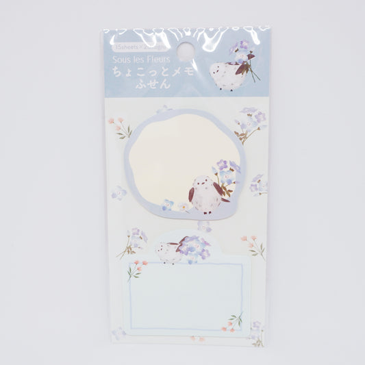Shimaenaga Blue "Sous les Fleurs" Die Cut Sticky Notes - LABCLIP