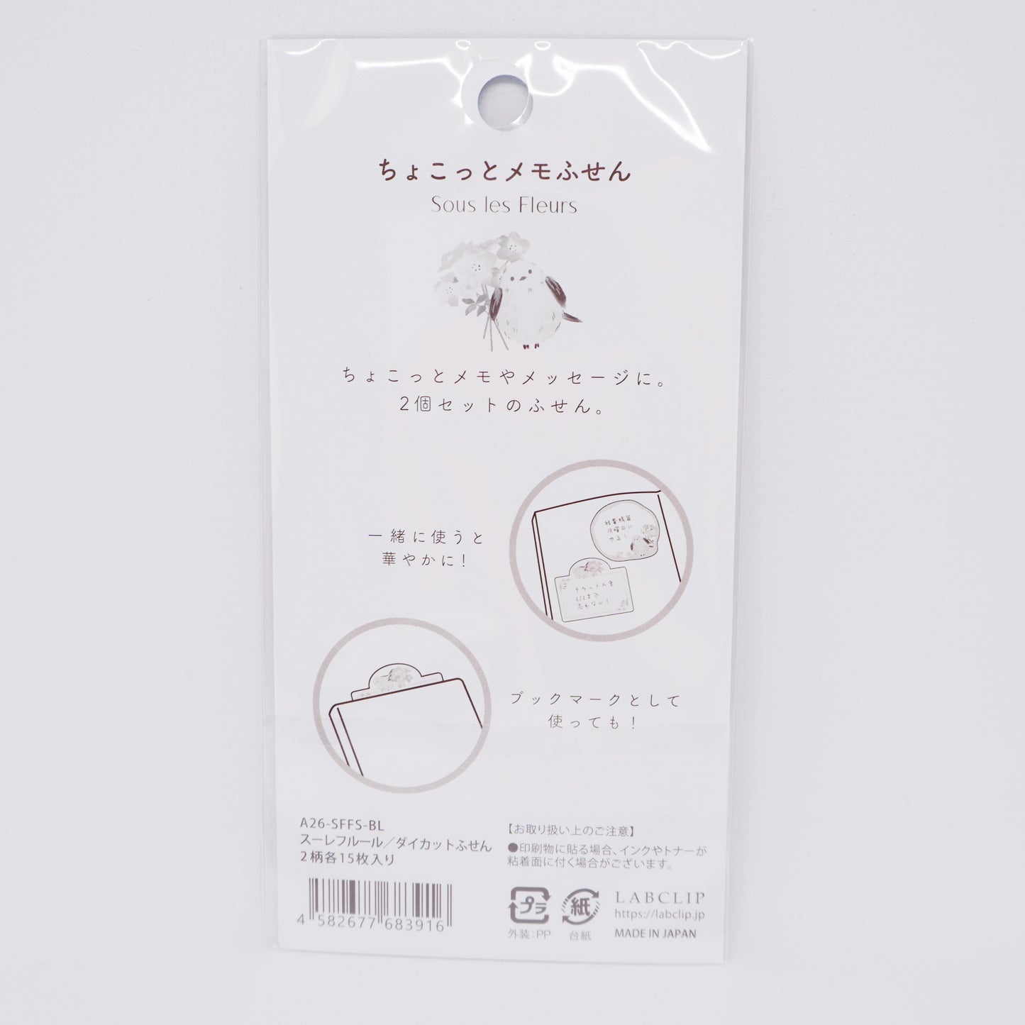 Shimaenaga Blue "Sous les Fleurs" Die Cut Sticky Notes - LABCLIP