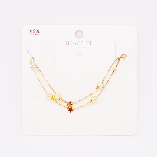 Star & Ball Double Strand Gold Bracelet