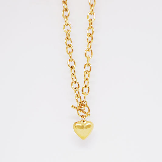 Heart Gold Mid Length Chain Necklace
