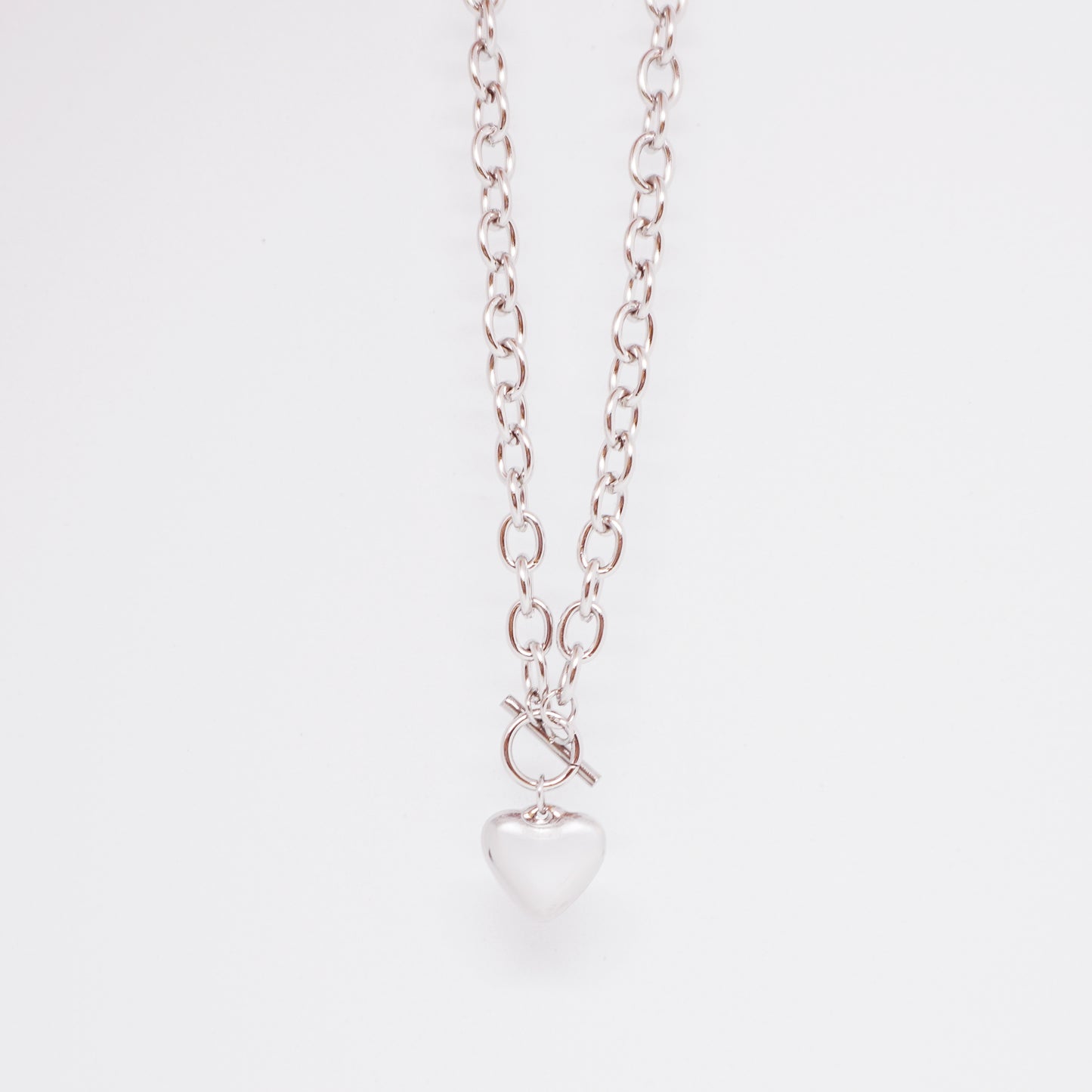 Heart Silver Mid Length Chain Necklace