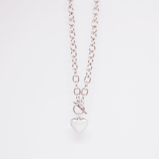 Heart Silver Mid Length Chain Necklace