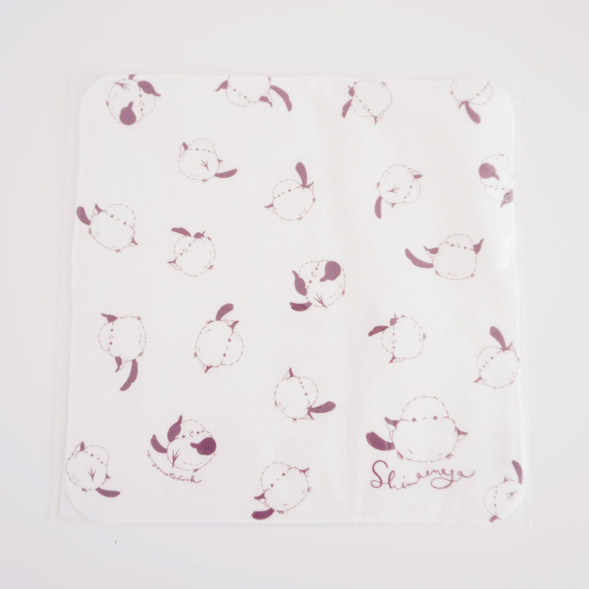Scattered Shimaenaga Pattern White Gauze Pile Handkerchief - Piyo Techo