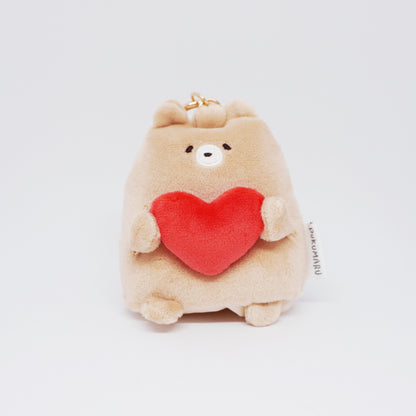 Bear Plush with Heart Reel Keychain - Pukumaru