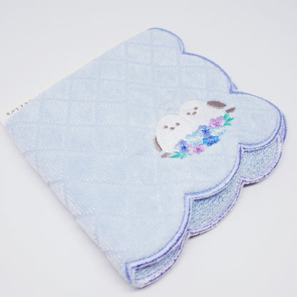 Shimaenaga with Hydrangeas Scalloped Towel Handkerchief