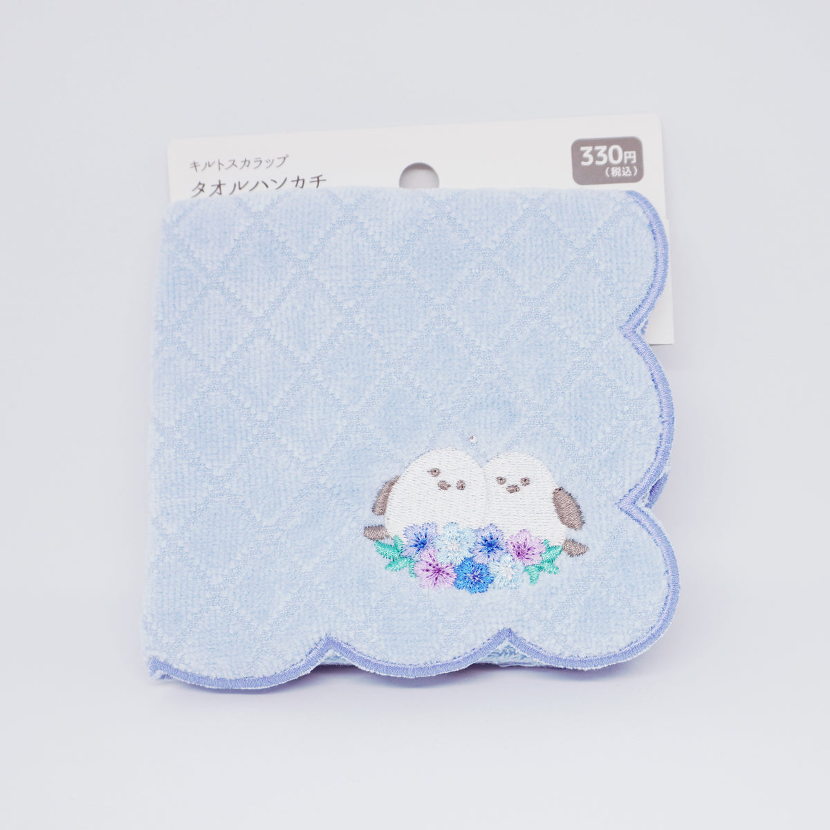 Shimaenaga with Hydrangeas Scalloped Towel Handkerchief