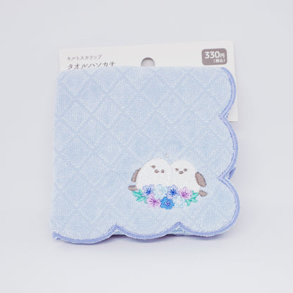 Shimaenaga with Hydrangeas Scalloped Towel Handkerchief