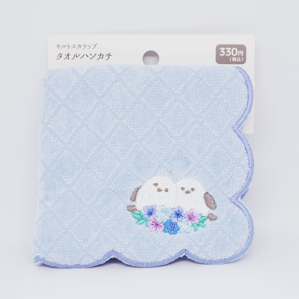 Shimaenaga with Hydrangeas Scalloped Towel Handkerchief