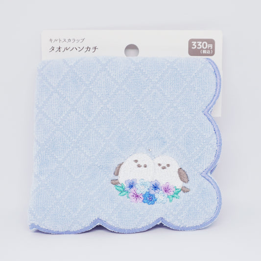 Shimaenaga with Hydrangeas Scalloped Towel Handkerchief