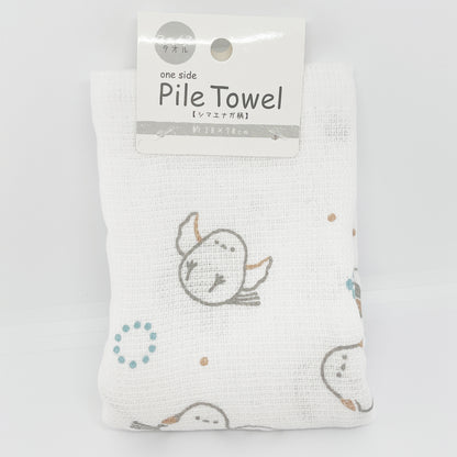 Pile Face Towel with Shimaenaga Pattern - Blue Accent