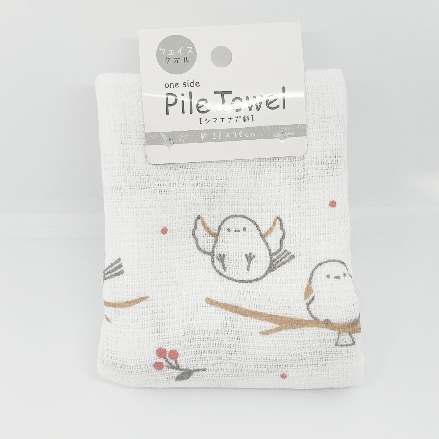 Pile Face Towel with Shimaenaga Pattern - Red Berries
