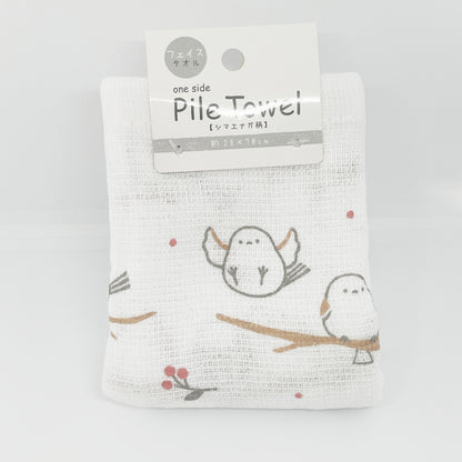 Pile Face Towel with Shimaenaga Pattern - Red Berries
