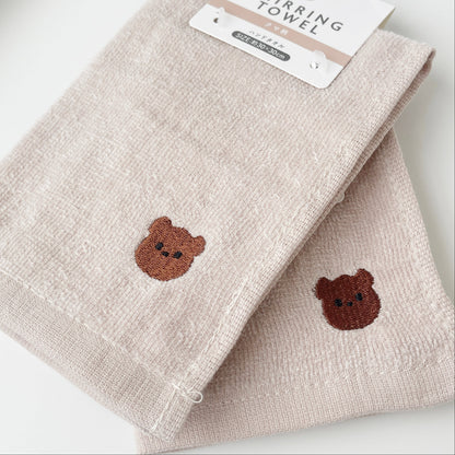 Embroidered Bear Hand Towel